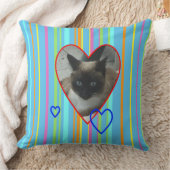 かわいい猫ストライプの柄装飾用クッション クッション (ブランケット)