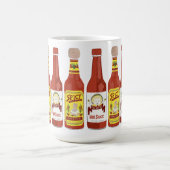 かわいい猫スパイシーなホットソースイラストレーション コーヒーマグカップ (中央)