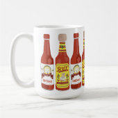 かわいい猫スパイシーなホットソースイラストレーション コーヒーマグカップ (左)