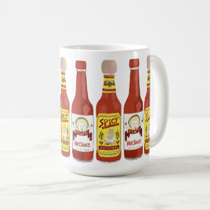 かわいい猫スピシーホットソースイラストレーション コーヒーマグカップ