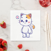 かわいい猫スマイル スタンダードランチョンナプキン (インサイチュ)