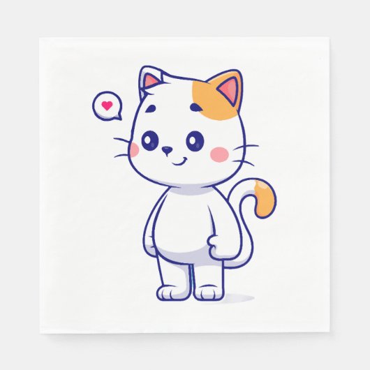 かわいい猫スマイル スタンダードランチョンナプキン (正面)