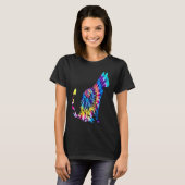 かわいい猫タイダイ猫フラワーモダン猫 Tシャツ (正面フル)