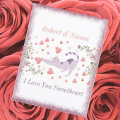 かわいい猫タイポグラフィピンク赤いハートバレンタインデー シーズンポストカード