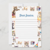 かわいい猫タイムカプセルノートメッセージカード 招待状 (正面)