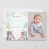 かわいい猫タイムカプセルノートメッセージカード 招待状 (正面)