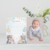 かわいい猫タイムカプセルノートメッセージカード 招待状 (スタンド正面)