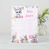 かわいい猫タイムカプセルノートメッセージカード 招待状 (スタンド正面)