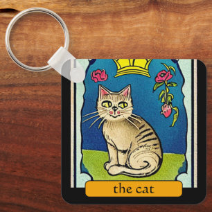 かわいい猫タロットカード占い師おもしろいおもしろい キーホルダー