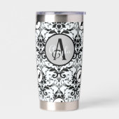 かわいい猫ダマスクパーソナライズされた水玉模様 保温保冷タンブラー (左面)