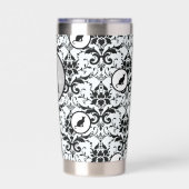 かわいい猫ダマスクパーソナライズされた水玉模様 保温保冷タンブラー (背面)