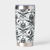 かわいい猫ダマスクパーソナライズされた水玉模様 保温保冷タンブラー (正面)