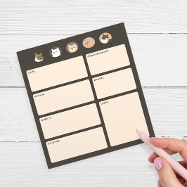 かわいい猫ダークグレーのリマインダーメモ帳 ノートパッド