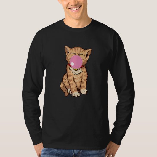 かわいい猫チーズガム泡ガム猫 Tシャツ (正面)
