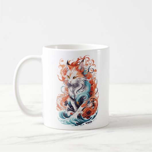 かわいい猫デザインインネオ伝統的スタイル コーヒーマグカップ (左)