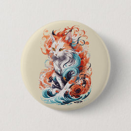 かわいい猫デザインインネオ伝統的スタイル 缶バッジ