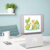 かわいい猫デザインシール シール (デスク上のノートパソコン)