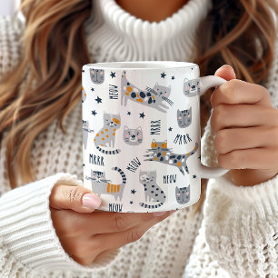 かわいい猫デザインマグカップ、猫をテーマにしたコーヒーマグカップ。 ジャンボコーヒーマグカップ