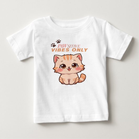 かわいい猫デザイン ベビー服 ベビーTシャツ (正面)