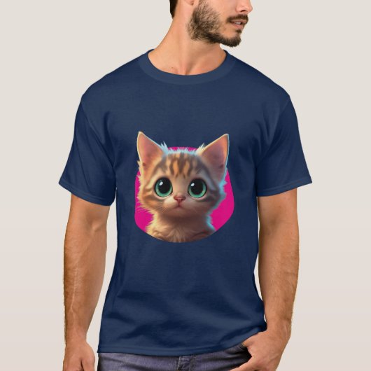 かわいい猫デザイン Tシャツ (正面)