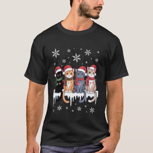 かわいい猫トナカイクリスマス Tシャツ (正面)
