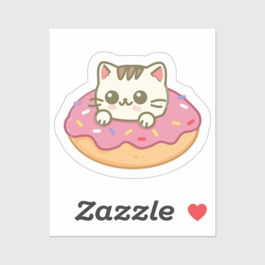 かわいい猫ドーナツ ピンクの子猫 愛猫家ギフト シール (シート)
