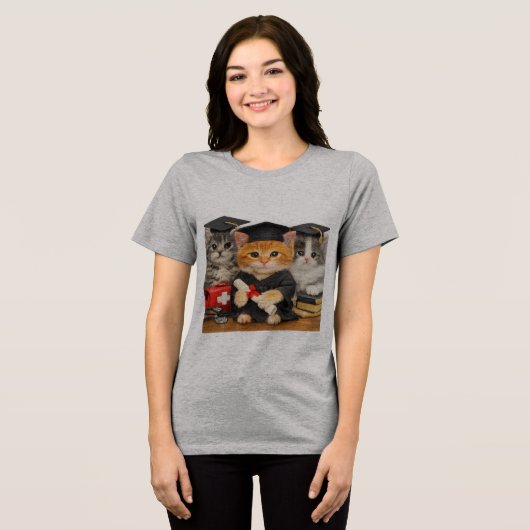 かわいい猫ナースチーム卒業Tシャツ | 看護 トライブレンドＴシャツ (正面全面)