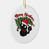 かわいい猫ニャークリスマスペおもしろいット セラミックオーナメント (右)