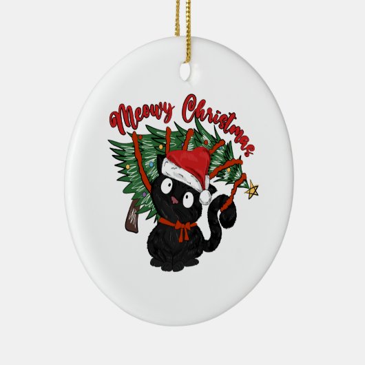 かわいい猫ニャークリスマスペおもしろいット セラミックオーナメント (右)