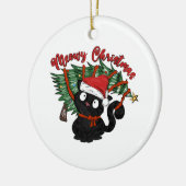 かわいい猫ニャークリスマスペおもしろいット セラミックオーナメント (左)