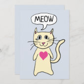 かわいい猫ニャー愛するバレンタインデー シーズンカード (正面/裏面)