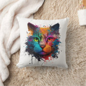 かわいい猫ネオンインクスプラッシュ クッション (ブランケット)