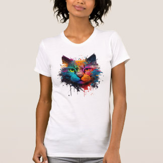 かわいい猫ネオンインクスプラッシュ Tシャツ