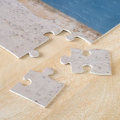 かわいい猫ネコちゃん青いフェンスに座る ジグソーパズル (側面)