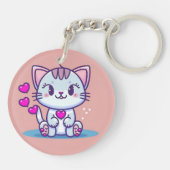 かわいい猫ネコハートバレンタインインスパイア | キーホルダー (裏面)