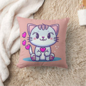 かわいい猫ネコハートバレンタインインスパイア | クッション (ブランケット)