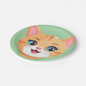 かわいい猫ネコ動物の誕生パーティーの子供 ペーパープレート (アングル)