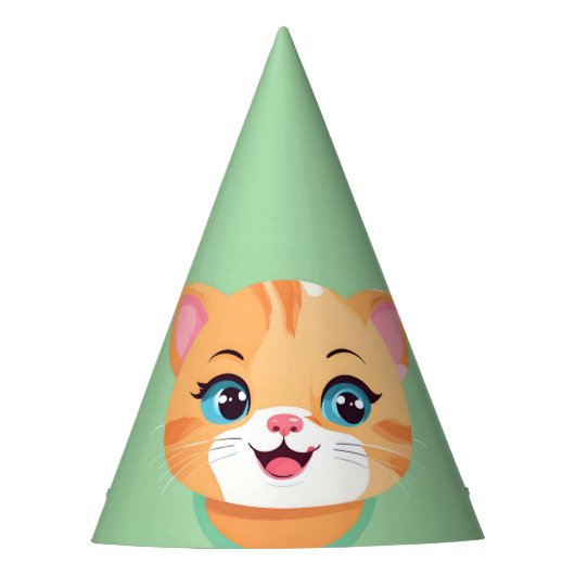 かわいい猫ネコ動物の誕生会 パーティーハット (正面)