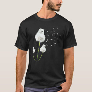 かわいい猫ネコ団子花飛んでいる犬のオーナー Tシャツ