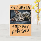 かわいい猫ネコ誕生日グリーティングカード カード (黄色い花)