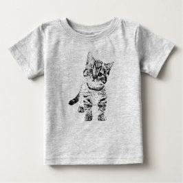 かわいい猫ネコ |ブラックグラフィックペン ベビーTシャツ