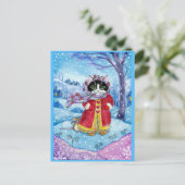 かわいい猫ネズミ冬バレンタインデーのはがき ポストカード (スタンド正面)