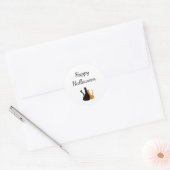 かわいい猫ハッピーハローウィンブラックオレンジ ラウンドシール (封筒)