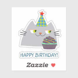 かわいい猫ハッピーバースデーステッカー かわいい 楽しい シール