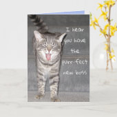 かわいい猫ハッピーリタイアメントカード カード (黄色い花)