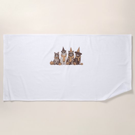 かわいい猫ハロウィーン子猫ハロウィーン動物ペットメンズ ビーチタオル (正面)