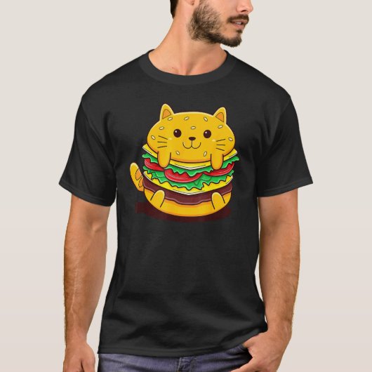かわいい猫ハンバーガー Tシャツ (正面)