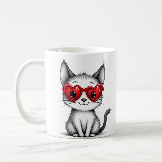 かわいい猫ハート眼鏡コーヒーマグ コーヒーマグカップ (左)