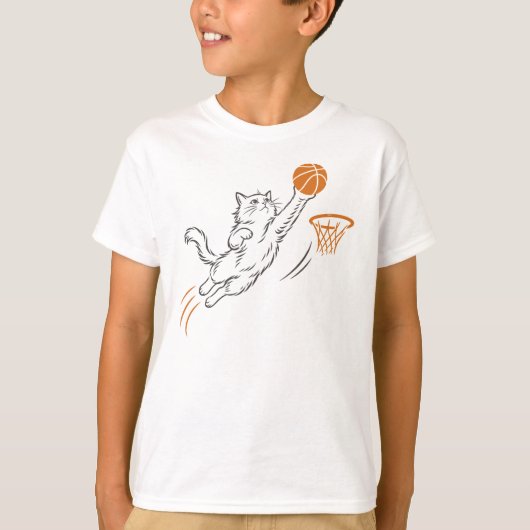 かわいい猫バスケットボール Tシャツ (正面)