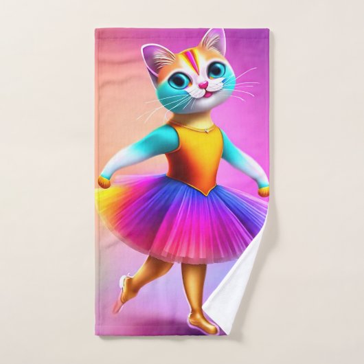 かわいい猫バレリーナ ハンドタオル (ハンドタオル)